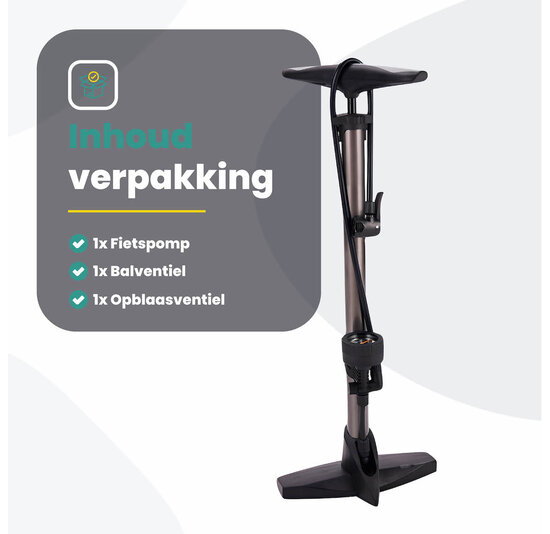 Voltano Hogedruk Fietspomp - Manometer - 11 Bar - Titanium goud