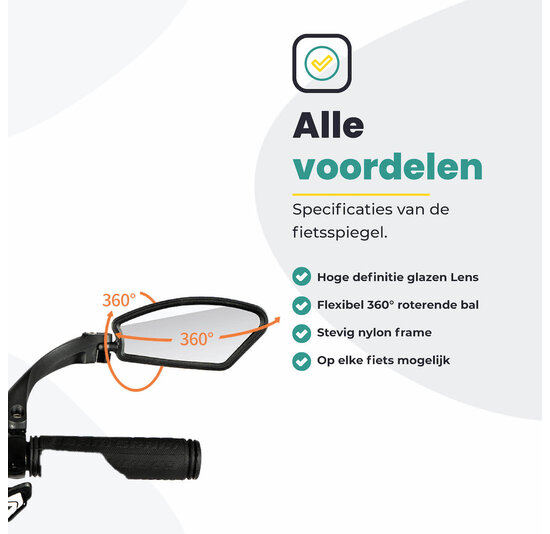 Fietsspiegel Links - Extra Stevig - Wegklapbaar