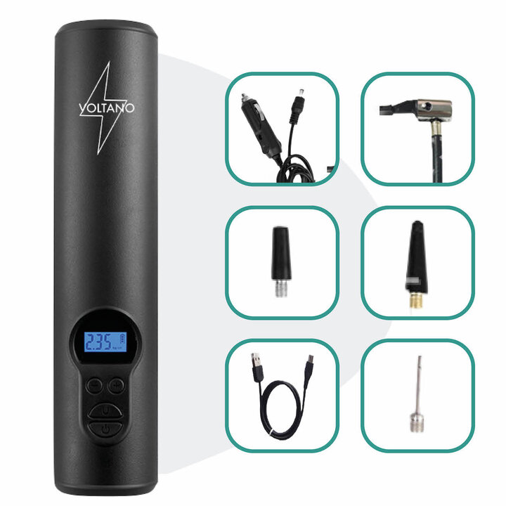 Voltano Draadloze Elektrische Fietspomp - Fietsbanden / Autobanden Pomp - 12V Luchtcompressor - Zaklamp Functie