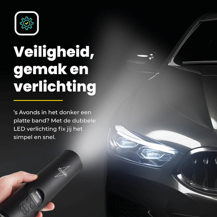 Voltano Draadloze Elektrische Fietspomp - Fietsbanden / Autobanden Pomp - 12V Luchtcompressor - Zaklamp Functie