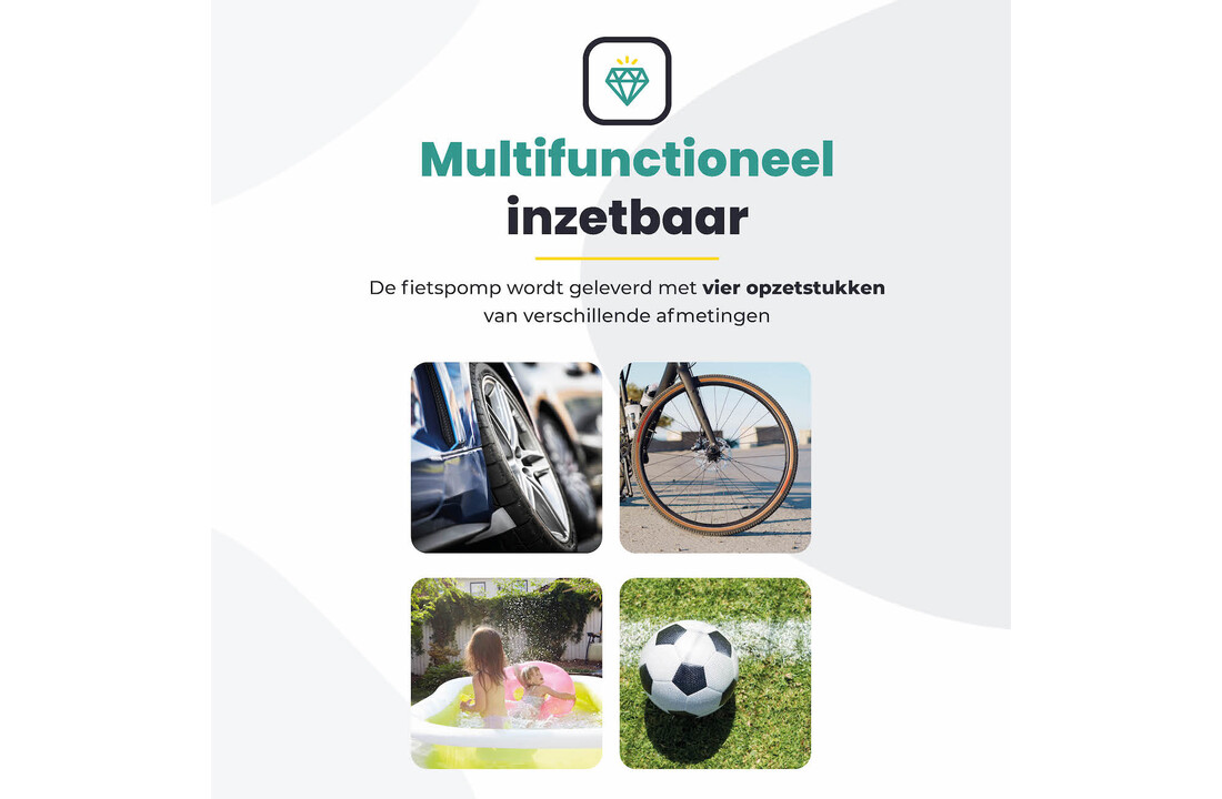 Voltano Draadloze Elektrische Fietspomp - Fietsbanden / Autobanden Pomp - 12V Luchtcompressor - Zaklamp Functie