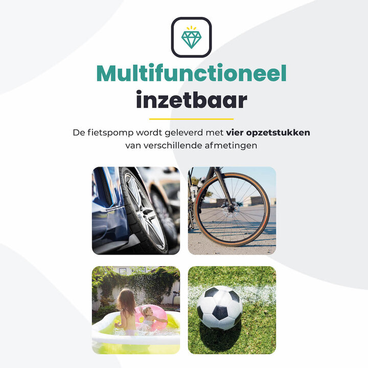 Voltano Draadloze Elektrische Fietspomp - Fietsbanden / Autobanden Pomp - 12V Luchtcompressor - Zaklamp Functie