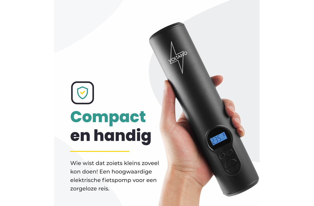 Voltano Draadloze Elektrische Fietspomp - Fietsbanden / Autobanden Pomp - 12V Luchtcompressor - Zaklamp Functie