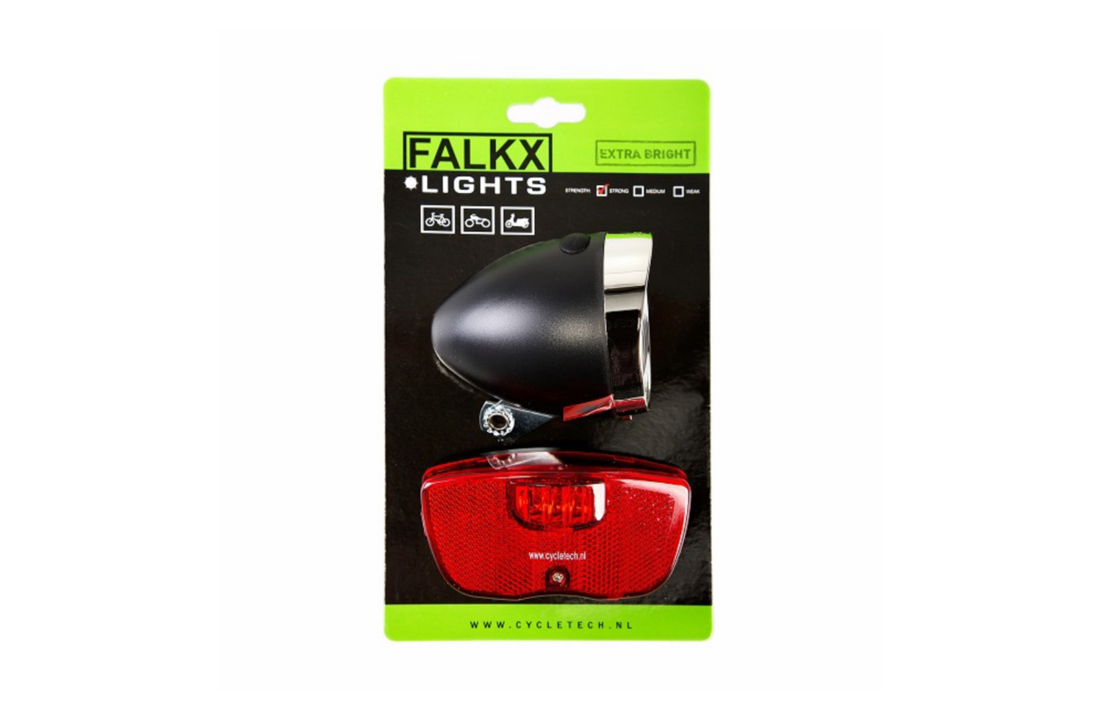 Falkx Verlichtingsset EL11A Batterijen Zwart - Fietsverlichting
