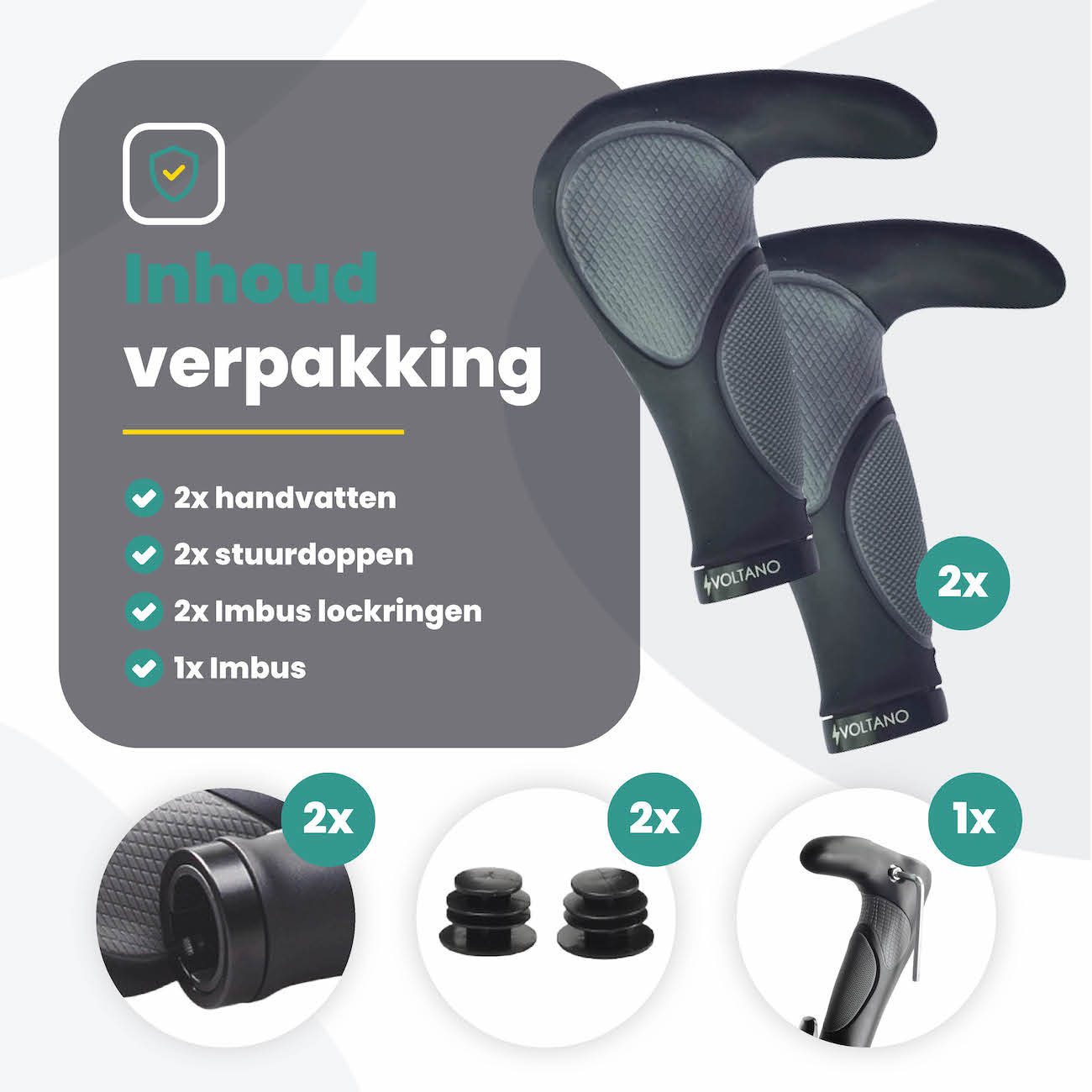 Voltano Ergonomisch Gevormde Fietshandvatten Met Bar Ends - Imbus - Incl. Bevestigingsmateriaal