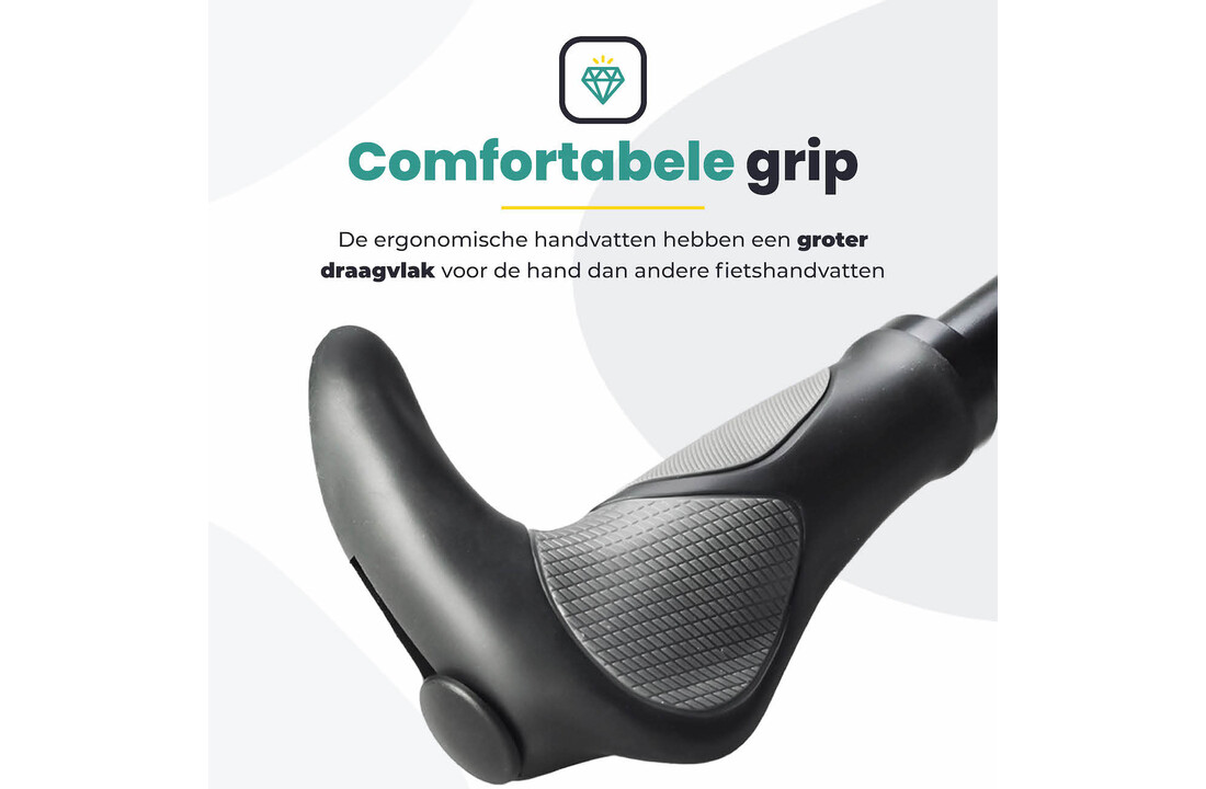 Voltano Ergonomisch Gevormde Fiets Handvatten Met Bar Ends - Imbus - Incl. Bevestigingsmateriaal