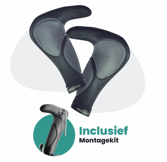 Voltano Ergonomisch Gevormde Fietshandvatten Met Bar Ends -  Imbus - Incl. Bevestigingsmateriaal