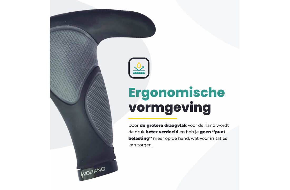 Voltano Ergonomisch Gevormde Fiets Handvatten Met Bar Ends - Imbus - Incl. Bevestigingsmateriaal
