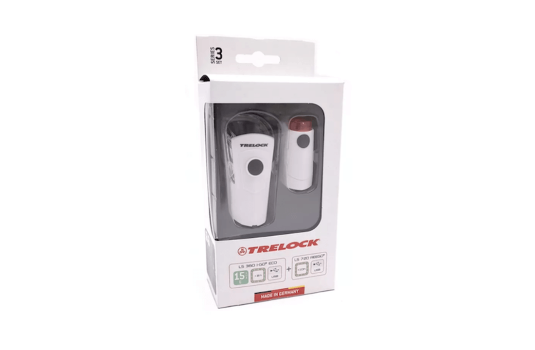 Trelock LS 360 I-GO - Fietsverlichtingset Voor en Achter - Wit - USB Oplaadbaar