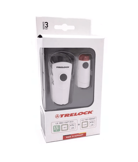 Trelock LS 360 I-GO - Fietsverlichtingset Voor en Achter - Wit - USB Oplaadbaar