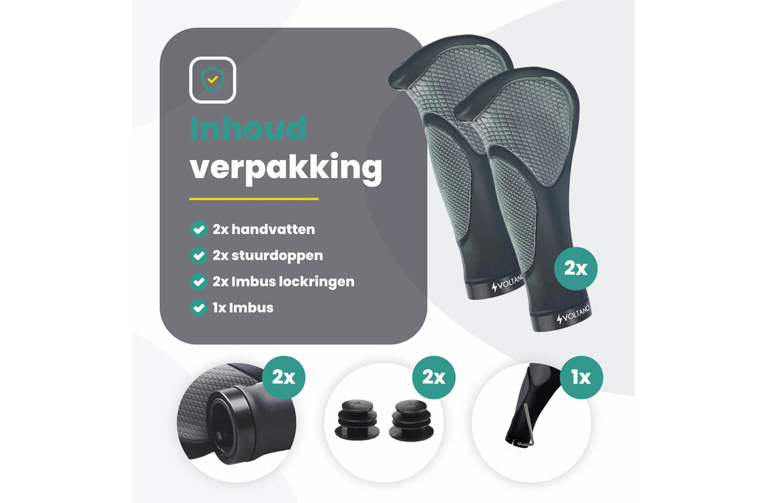 Voltano Ergonomisch Gevormde Fiets Handvatten - Imbus - Incl. Bevestigingsmateriaal