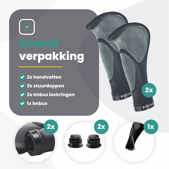 Voltano Ergonomisch Gevormde Fiets Handvatten -  Imbus - Incl. Bevestigingsmateriaal