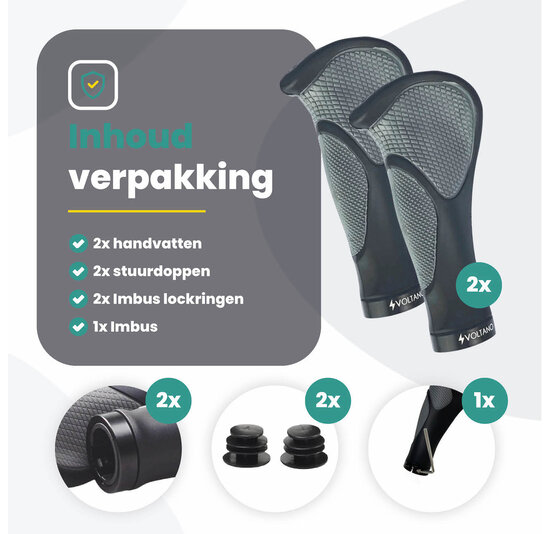 Voltano Ergonomisch Gevormde Fietshandvatten -  Imbus - Incl. Bevestigingsmateriaal