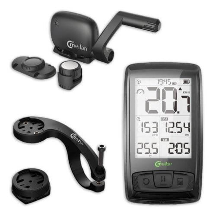 Meilan Luxe Fietscomputer M4 - Oplaadbaar - 2,5'' Scherm - Zwart