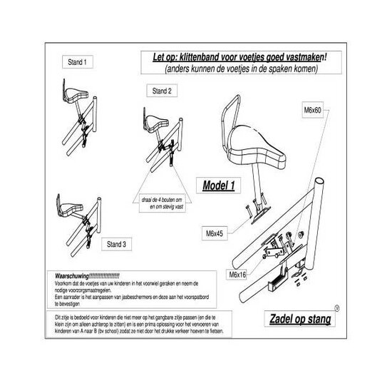Tweedekansje! Zadel Op Stang Model 1 Voor Damesfiets Met Dubbele Stang