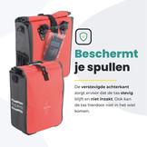 Voltano Fietstas 16L - Zwart / Rood - Enkele Pakaftas - 100% Waterdicht