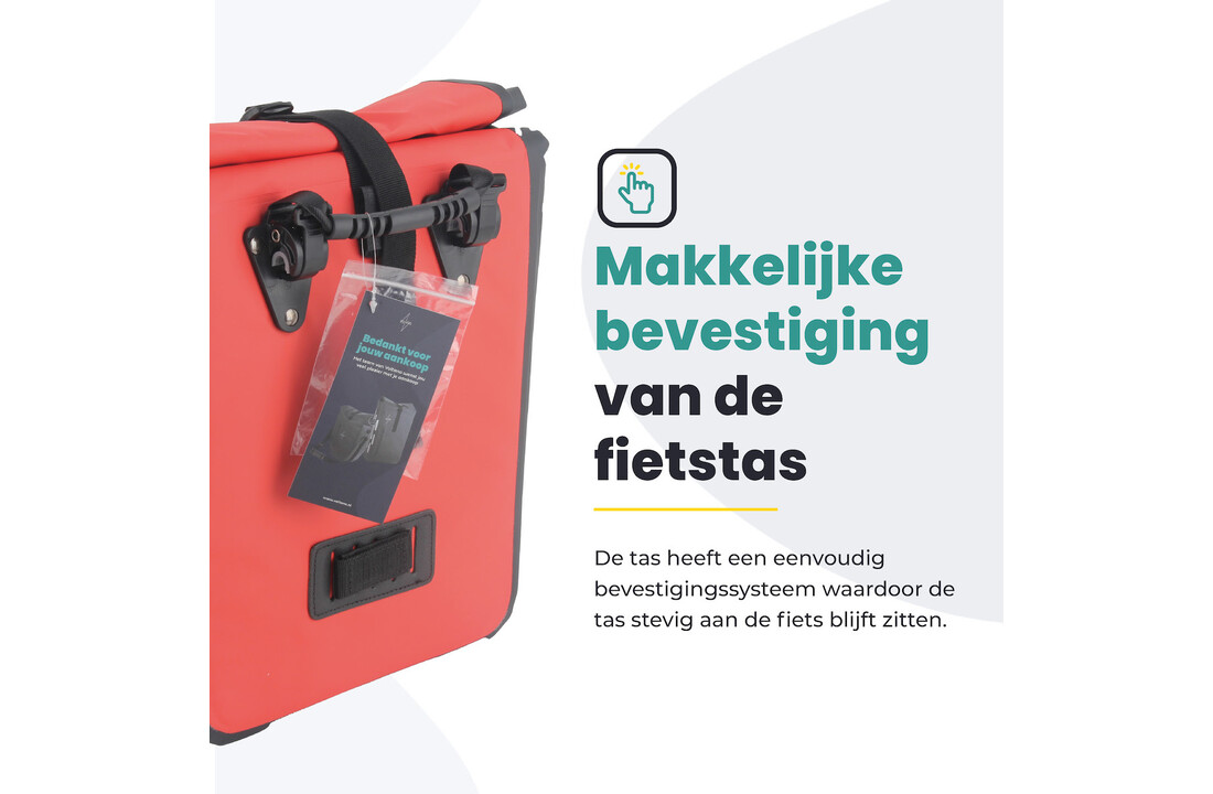 Voltano Fietstas 16L - Zwart / Rood - Enkele Pakaftas - 100% Waterdicht