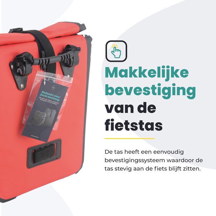 Voltano Fietstas 16L - Zwart / Rood - Enkele Pakaftas - 100% Waterdicht