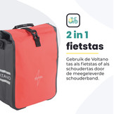 Voltano Fietstas 16L - Zwart / Rood - Enkele Pakaftas - 100% Waterdicht