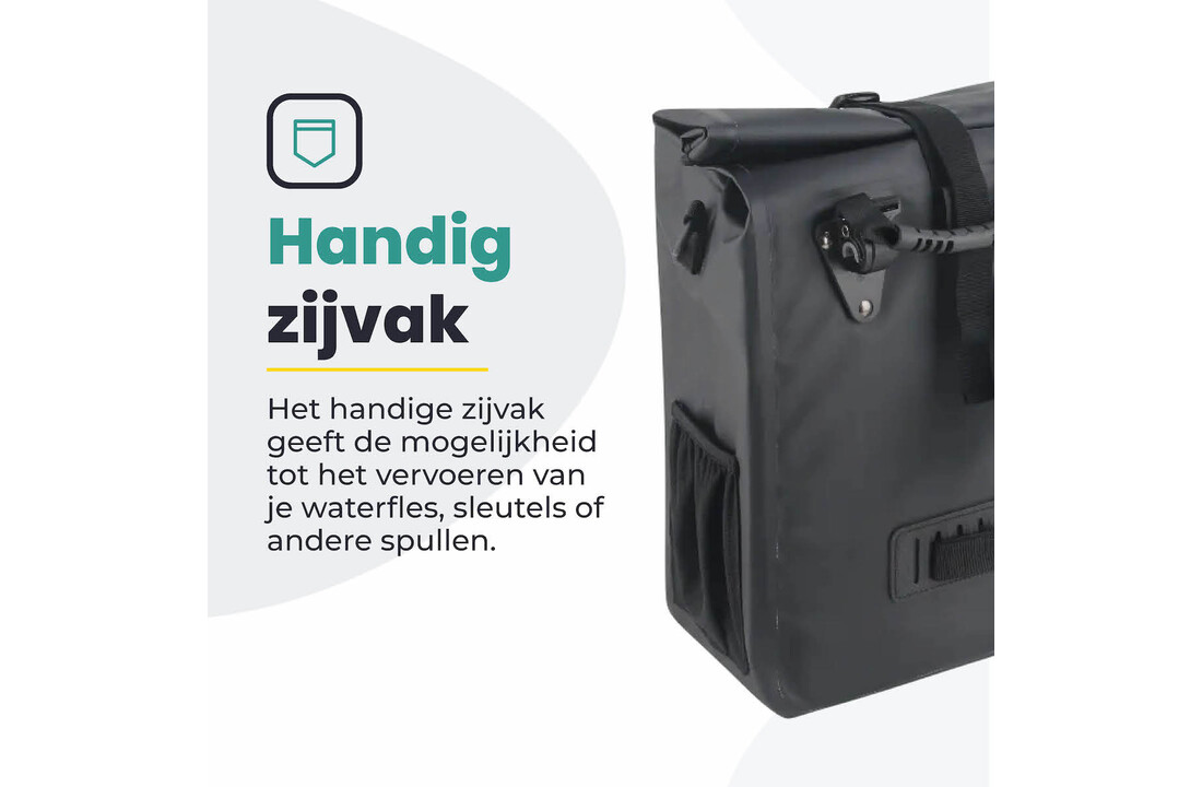 Voltano Fietstas 16L - Zwart - Enkele Pakaftas - 100% Waterdicht