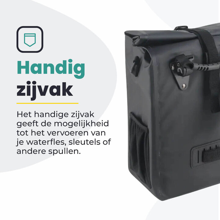 Voltano Fietstas 16L - Zwart - Enkele Pakaftas - 100% Waterdicht