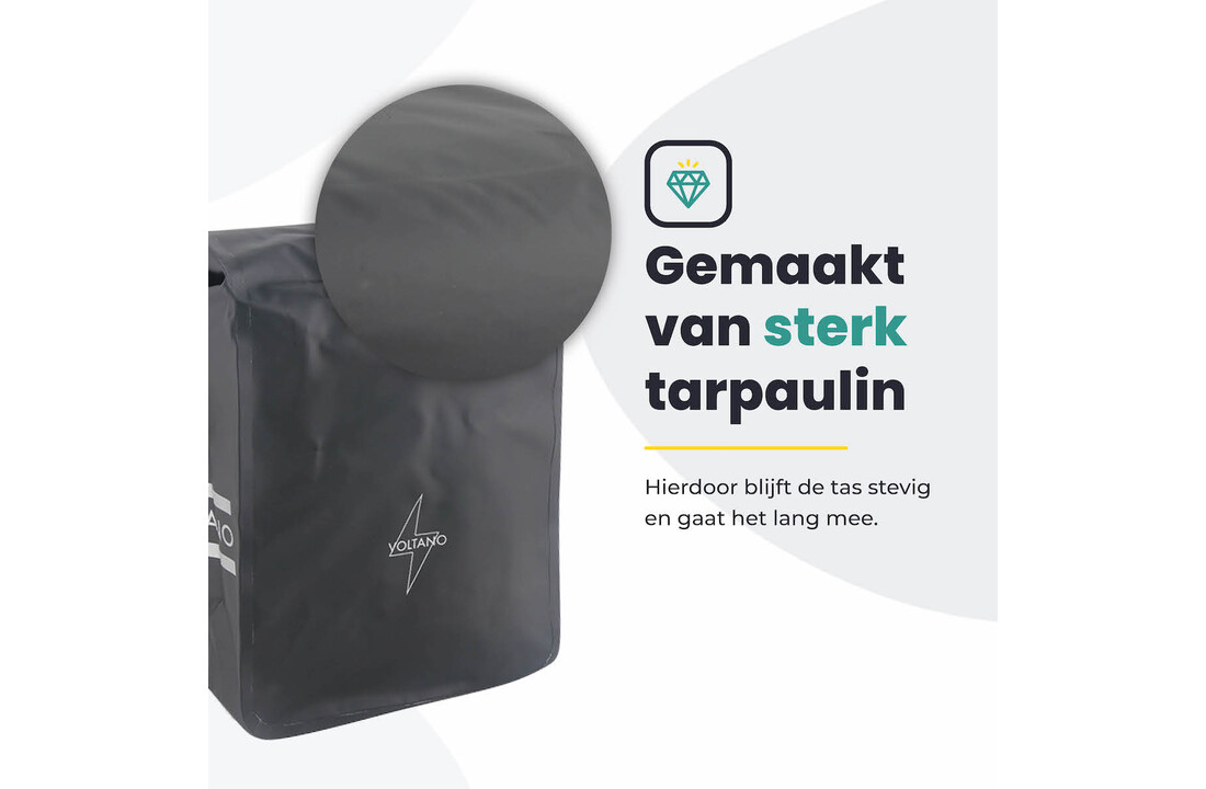 Voltano Fietstas 16L - Zwart - Enkele Pakaftas - 100% Waterdicht