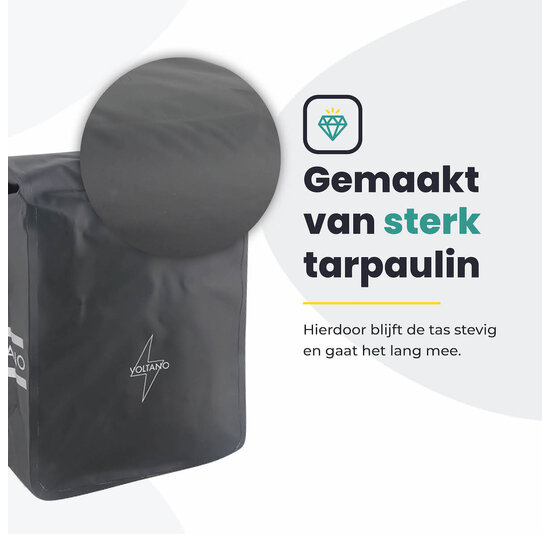 Voltano Fietstas 16L - Zwart - Enkele Pakaftas - 100% Waterdicht