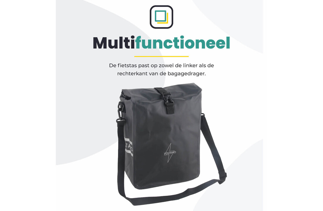 Voltano Fietstas 16L - Zwart - Enkele Pakaftas - 100% Waterdicht
