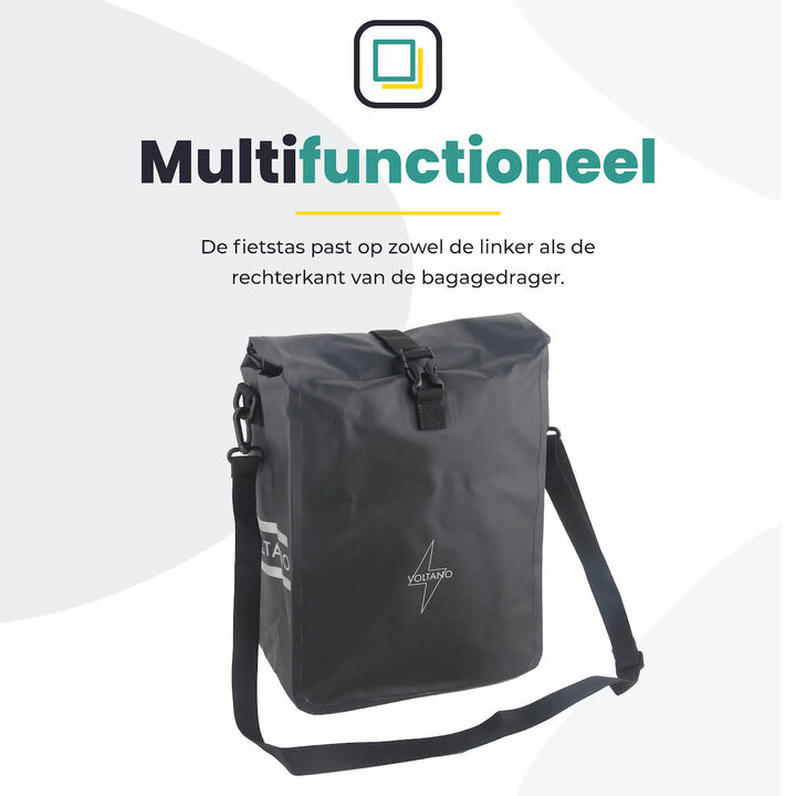 Voltano Fietstas 16L - Zwart - Enkele Pakaftas - 100% Waterdicht