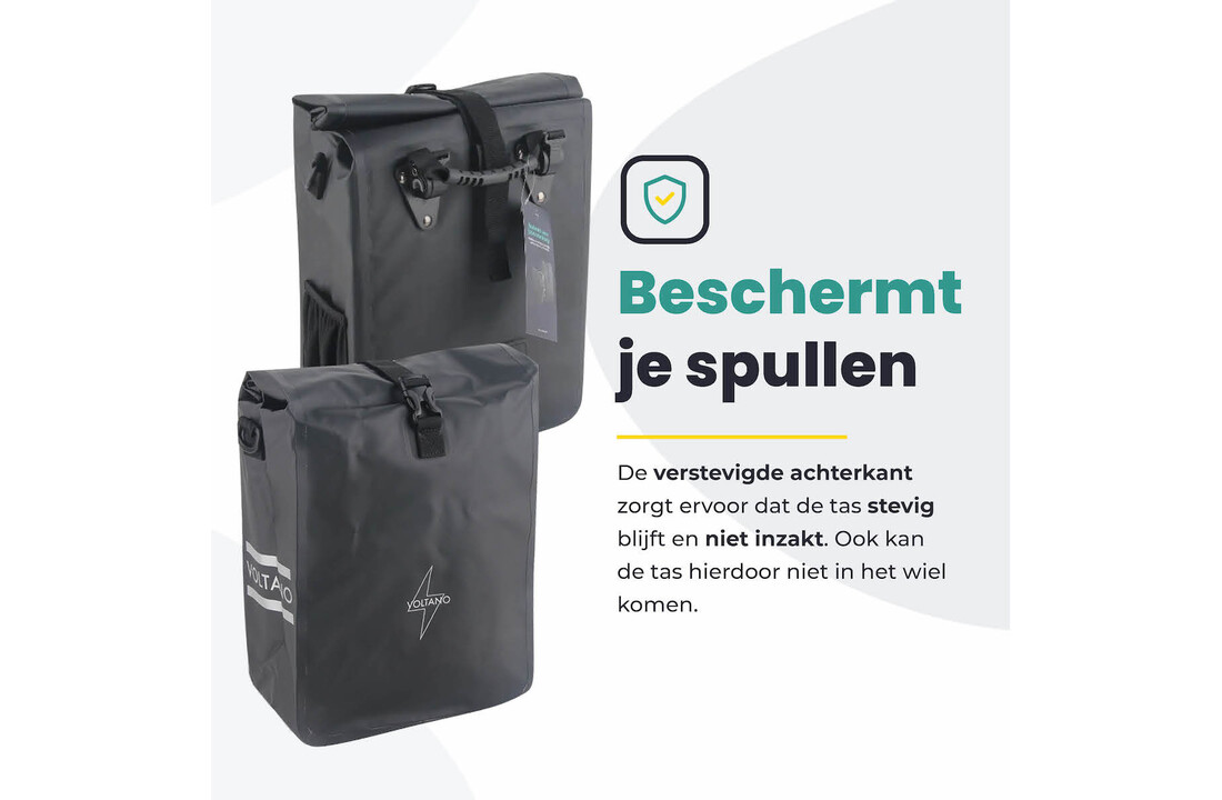 Voltano Fietstas 16L - Zwart - Enkele Pakaftas - 100% Waterdicht