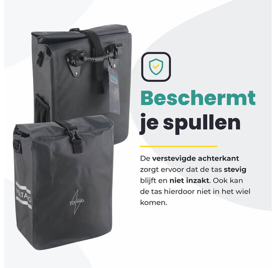 Voltano Fietstas 16L - Zwart - Enkele Pakaftas - 100% Waterdicht