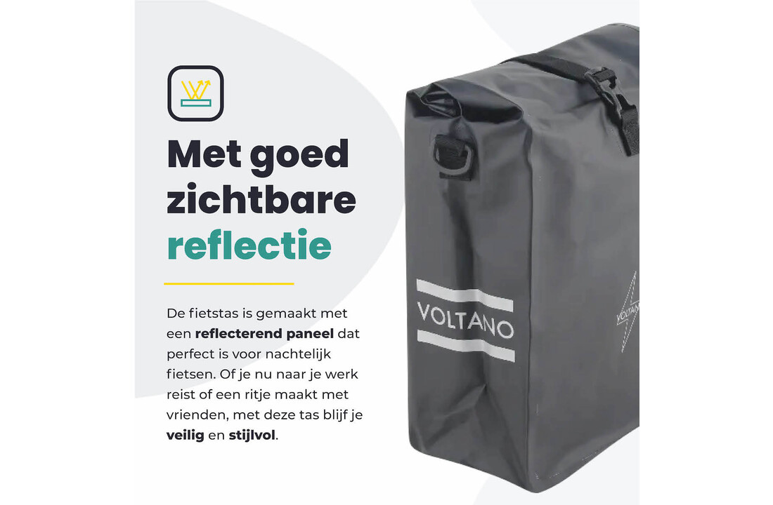 Voltano Fietstas 16L - Zwart - Enkele Pakaftas - 100% Waterdicht