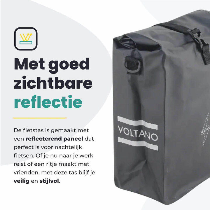 Voltano Fietstas 16L - Zwart - Enkele Pakaftas - 100% Waterdicht