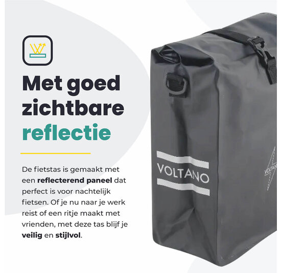 Voltano Fietstas 16L - Zwart - Enkele Pakaftas - 100% Waterdicht