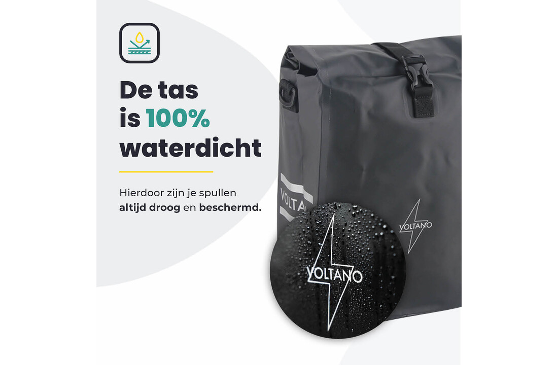 Voltano Fietstas 16L - Zwart - Enkele Pakaftas - 100% Waterdicht