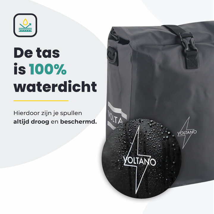 Voltano Fietstas 16L - Zwart - Enkele Pakaftas - 100% Waterdicht