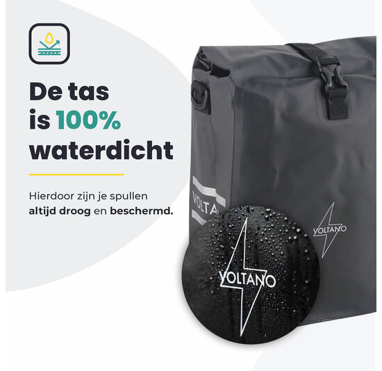 Voltano Fietstas 16L - Zwart - Enkele Pakaftas - 100% Waterdicht