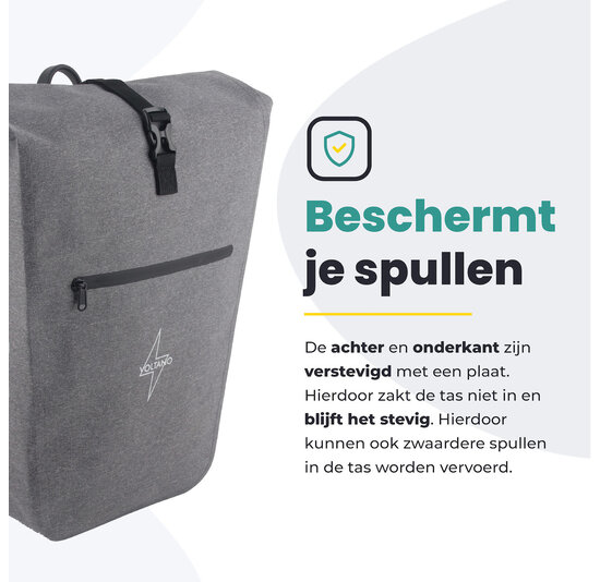 Voltano Luxe E-bike Fietstas 28L - Grijs - Pakaftas Met Laptop vak - 100% Waterdicht