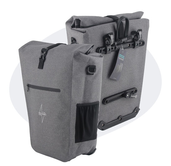 Voltano Luxe E-bike Fietstas 28L - Grijs - Pakaftas Met Laptop vak - 100% Waterdicht