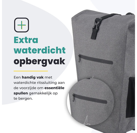 Voltano Luxe E-bike Fietstas 28L - Grijs - Pakaftas Met Laptop vak - 100% Waterdicht