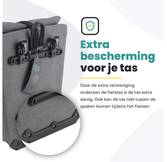 Voltano Luxe E-bike Fietstas 28L - Grijs - Pakaftas Met Laptop vak - 100% Waterdicht