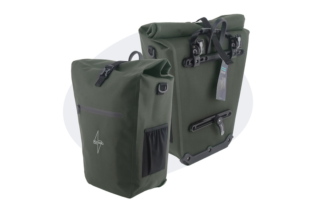 Voltano Luxe E-bike Fietstas 28L - Olijf Groen - Pakaftas Met Laptop vak - 100% Waterdicht