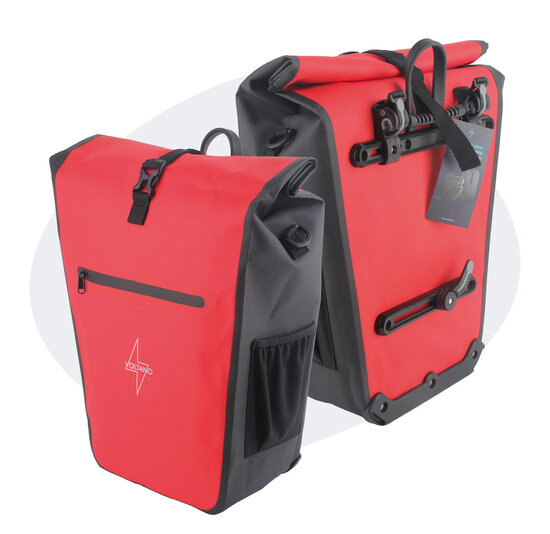 Voltano Luxe E-bike Fietstas 28L - Rood / Zwart - Pakaftas Met Laptop vak - 100% Waterdicht