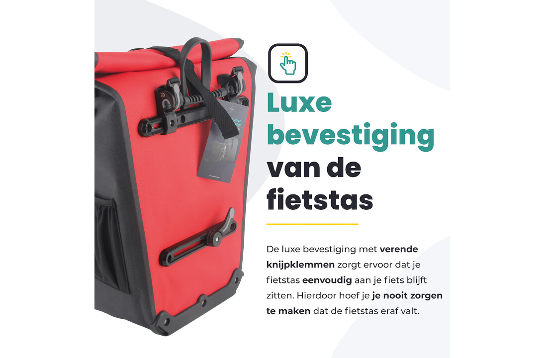 Voltano Luxe E-bike Fietstas 28L - Rood / Zwart - Pakaftas Met Laptop vak - 100% Waterdicht