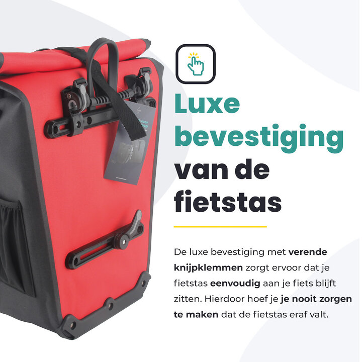 Voltano Luxe E-bike Fietstas 28L - Rood / Zwart - Pakaftas Met Laptop vak - 100% Waterdicht