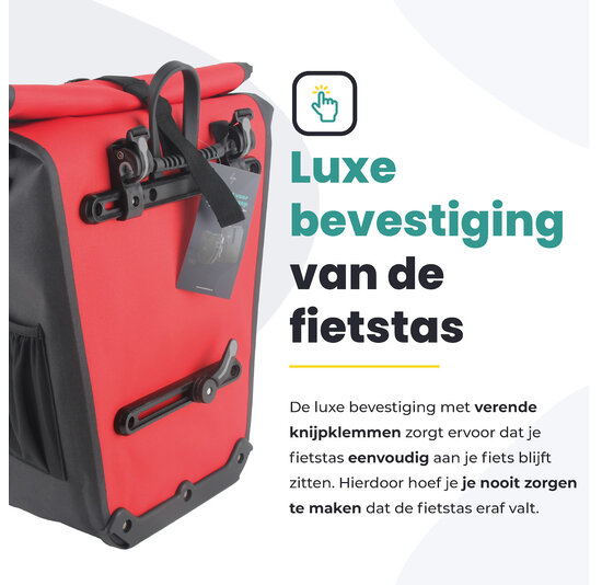 Voltano Luxe E-bike Fietstas 28L - Rood / Zwart - Pakaftas Met Laptop vak - 100% Waterdicht