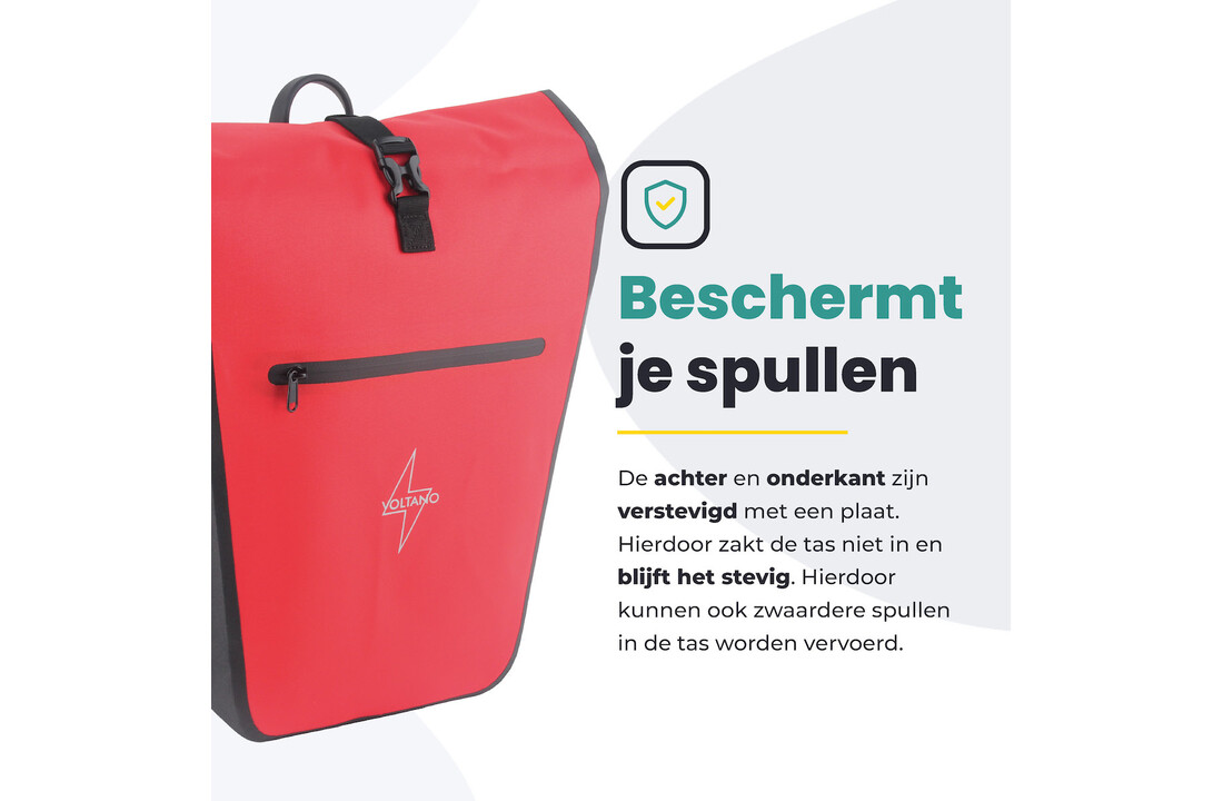 Voltano Luxe E-bike Fietstas 28L - Rood / Zwart - Pakaftas Met Laptop vak - 100% Waterdicht