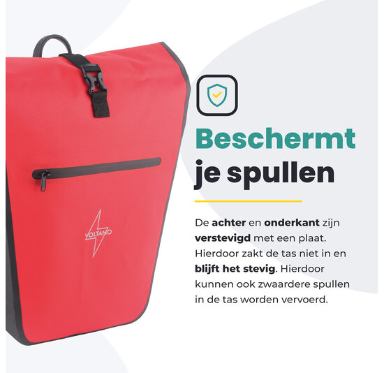 Voltano Luxe E-bike Fietstas 28L - Rood / Zwart - Pakaftas Met Laptop vak - 100% Waterdicht