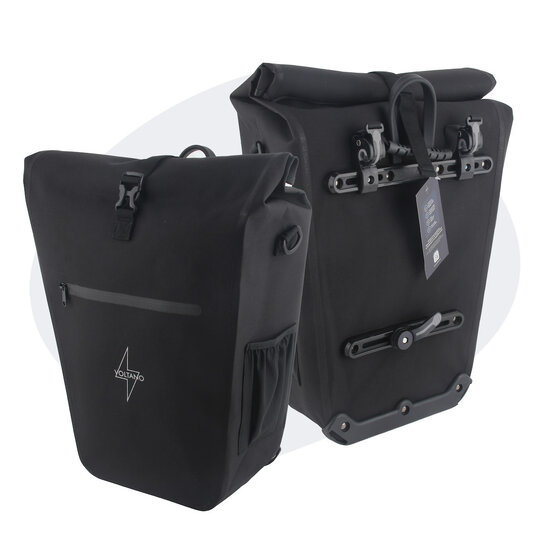 Voltano Luxe E-bike Fietstas 28L - Zwart - Pakaftas Met Laptop vak - 100% Waterdicht