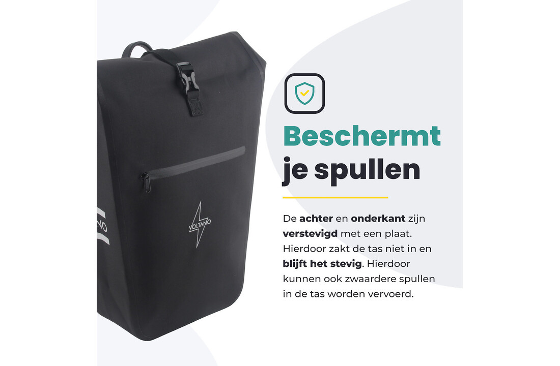Voltano Luxe E-bike Fietstas 28L - Zwart - Pakaftas Met Laptop vak - 100% Waterdicht